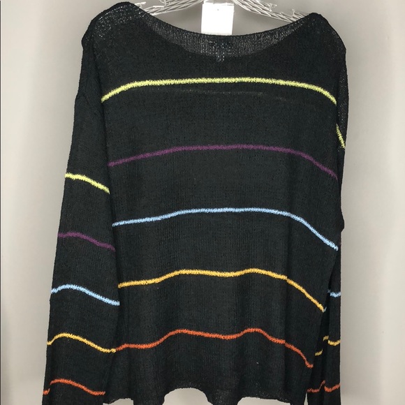 Black striped tunic knit sweater - Picture 4 of 6